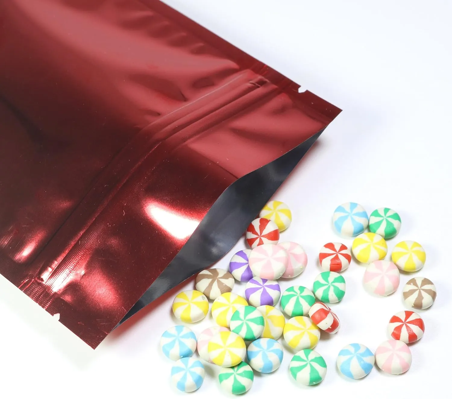 QQ Studio 100pcs Double-Sided Glossy Metallic Mylar Flat Packaging QuickQlick™ Bags (4" x 6", Glossy Red)