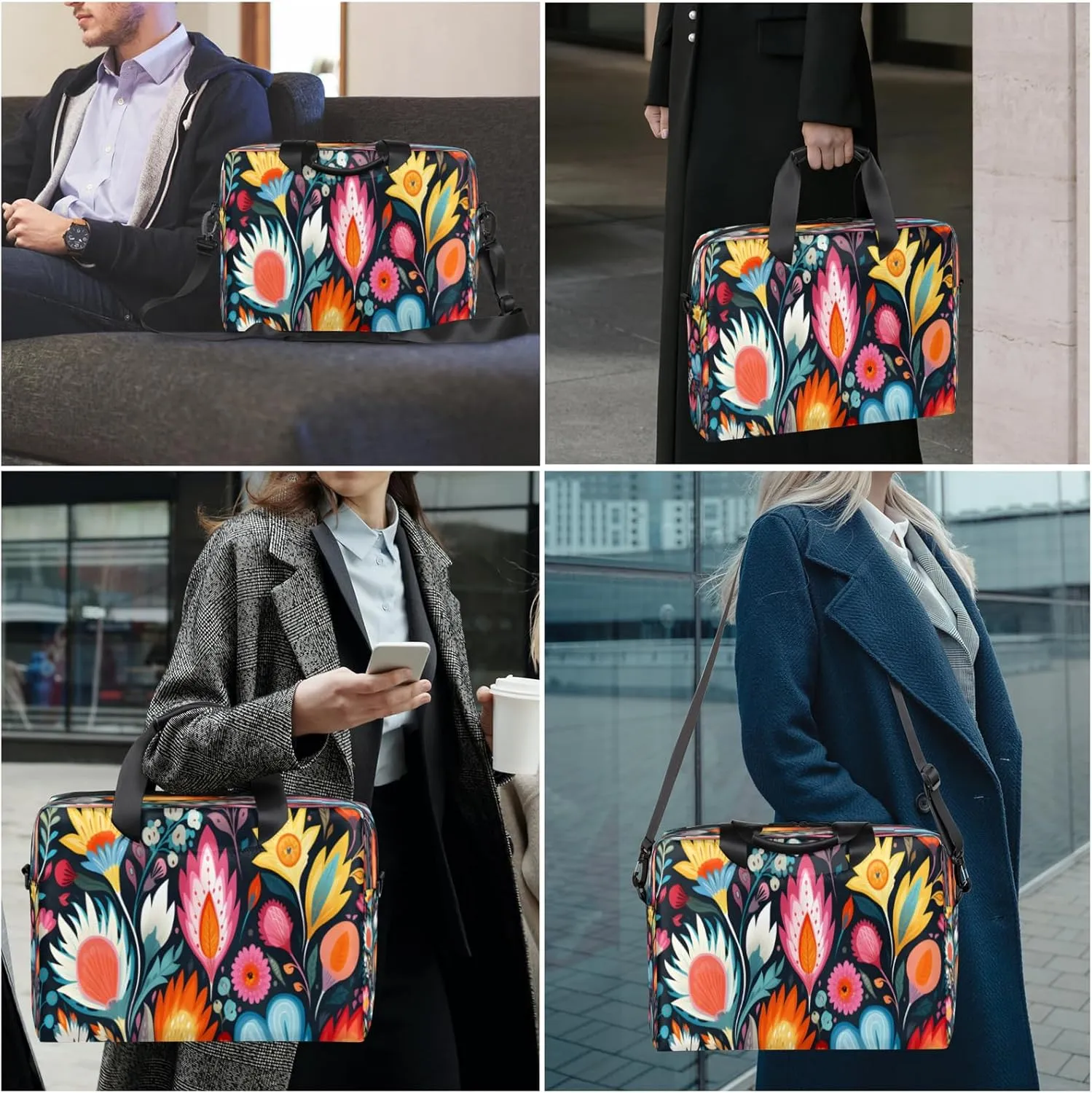 QsirBC Waterproof 15.7 inch Laptop Bag, Business Computer Bag with Adjustable Shoulder Strap