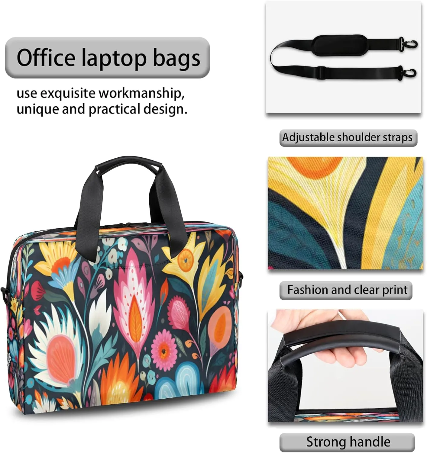 QsirBC Waterproof 15.7 inch Laptop Bag, Business Computer Bag with Adjustable Shoulder Strap