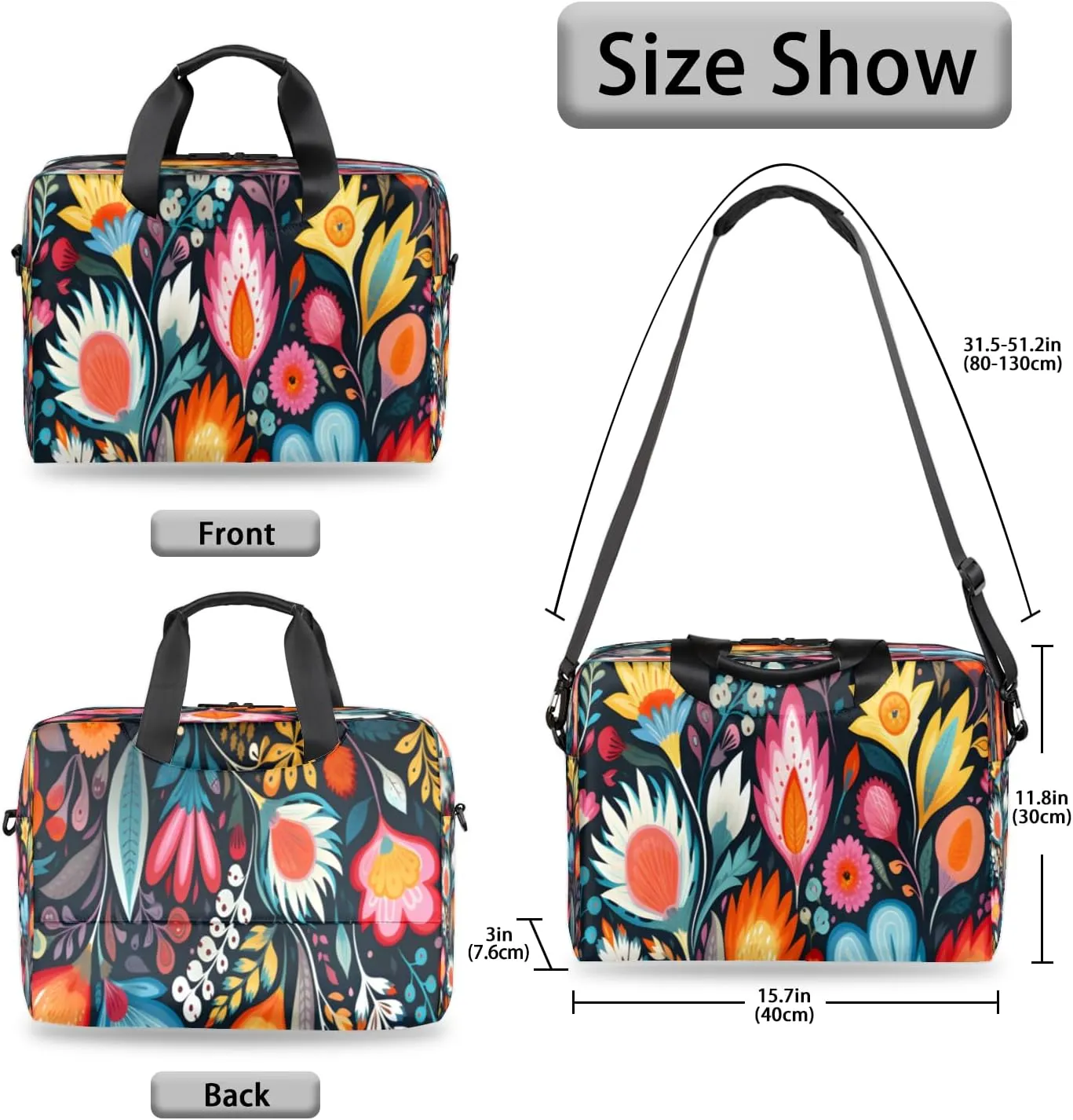 QsirBC Waterproof 15.7 inch Laptop Bag, Business Computer Bag with Adjustable Shoulder Strap