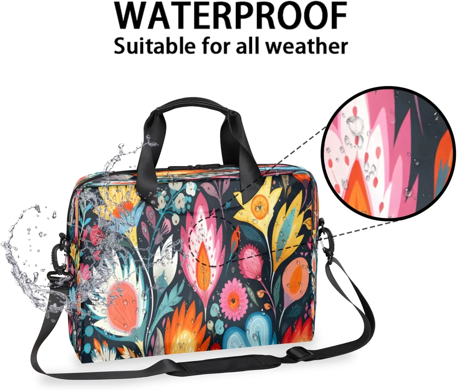 QsirBC Waterproof 15.7 inch Laptop Bag, Business Computer Bag with Adjustable Shoulder Strap