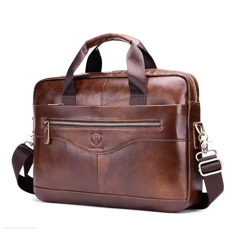 Quality Business Bull-Captain Cow Leather Briefcase for Men