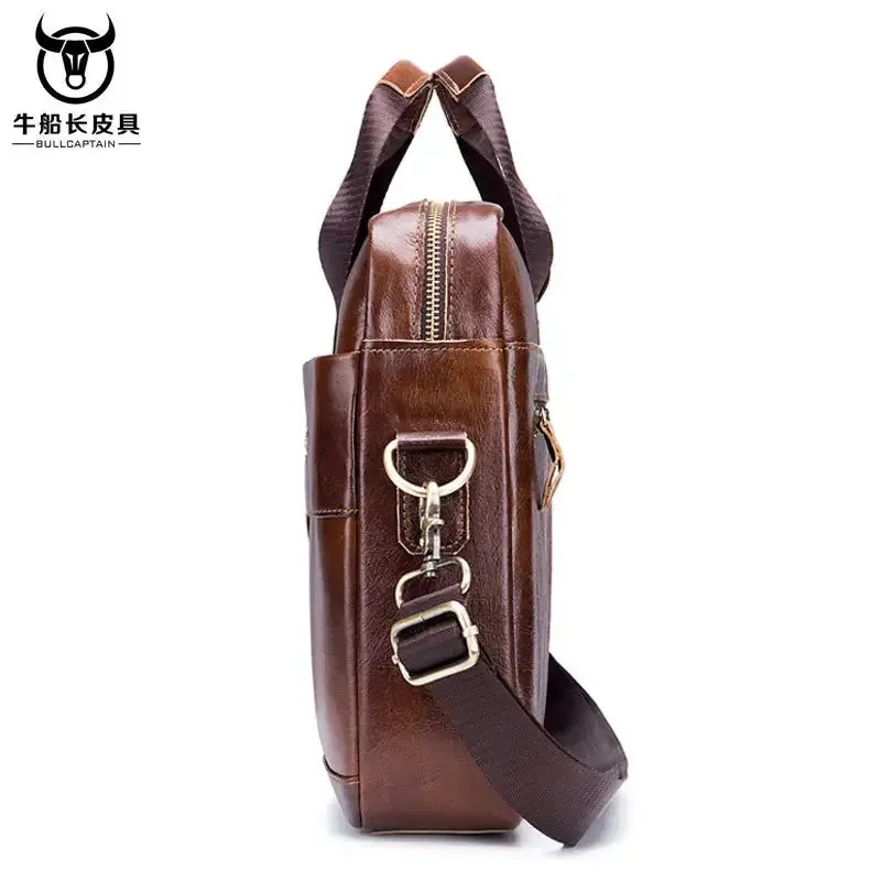 Quality Business Bull-Captain Cow Leather Briefcase for Men