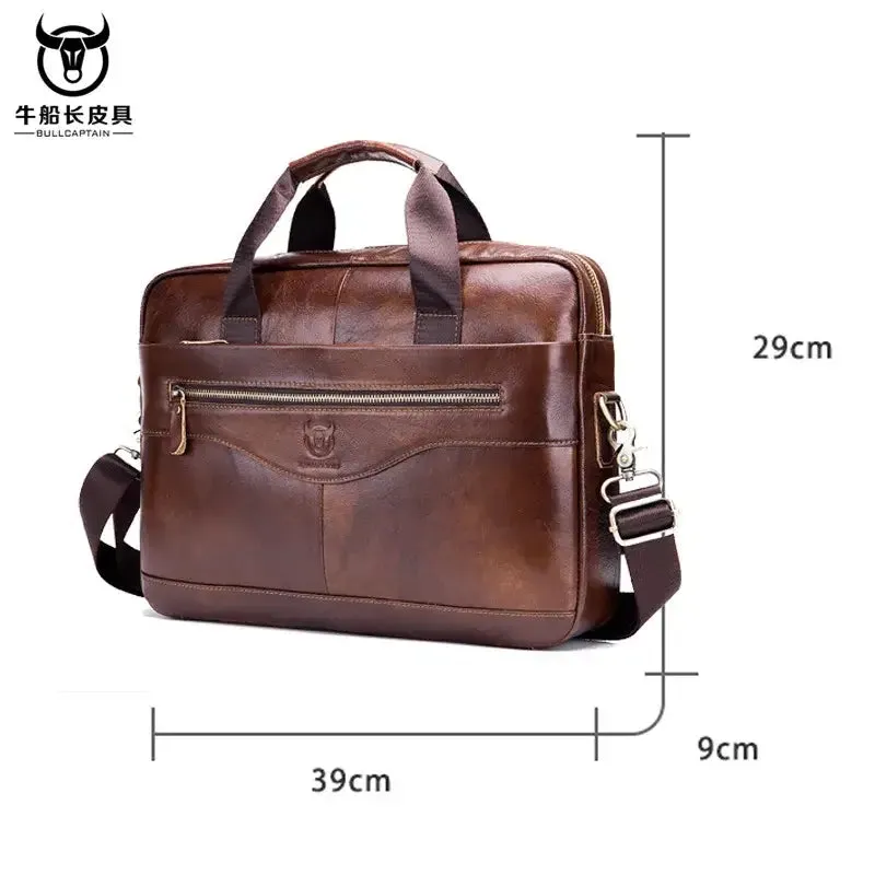 Quality Business Bull-Captain Cow Leather Briefcase for Men