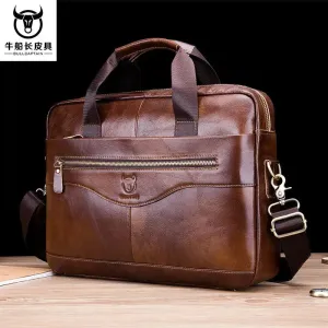 Quality Business Bull-Captain Cow Leather Briefcase for Men