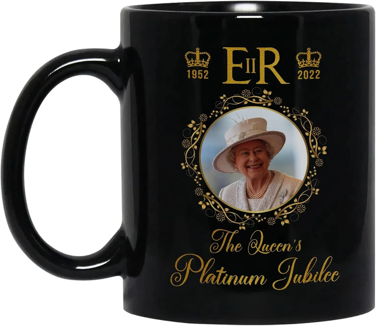 Queen Elizabeth Platinum Jubilee 1952-2022 Mug, Queen Elizabeth Rip Mug, Rest In peace The England Queen, British Keepsake Gift Black Mug