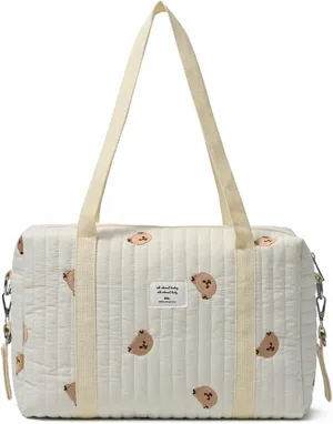 Quilted Cotton Cute Diaper Tote Bag for Moms Stroller Organizers Bag for Women Handbag Baby Nappy Mommy Bag