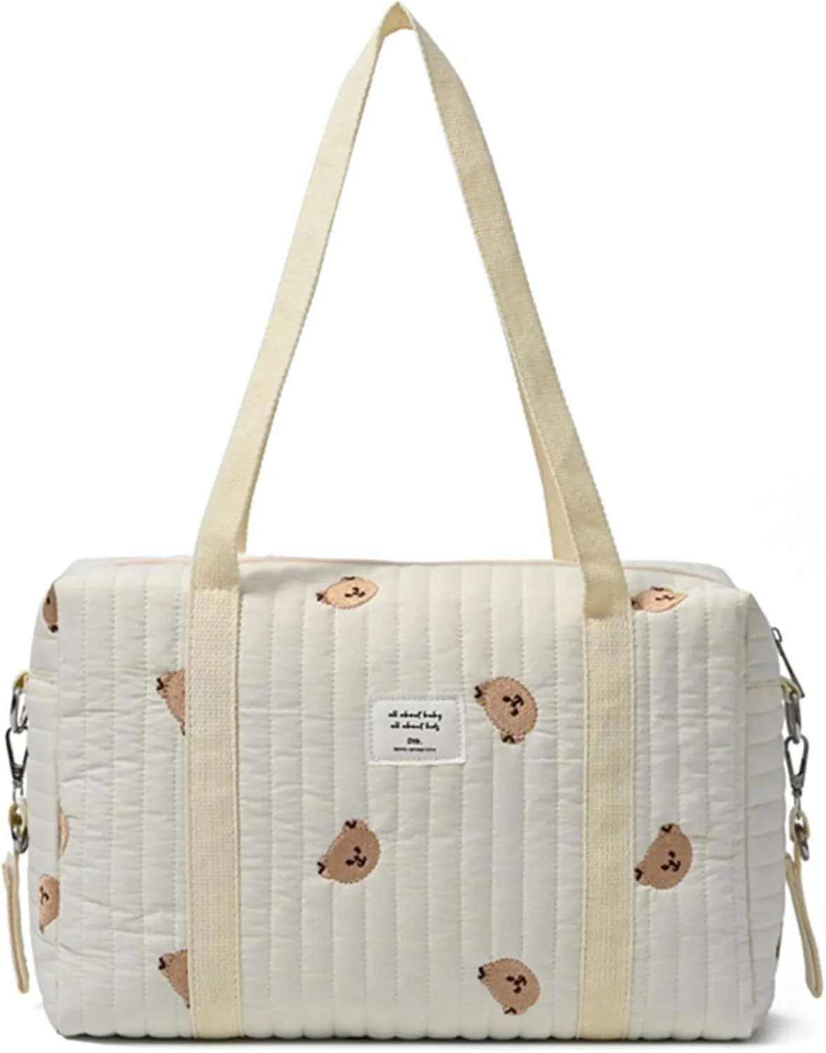 Quilted Cotton Cute Diaper Tote Bag for Moms Stroller Organizers Bag for Women Handbag Baby Nappy Mommy Bag