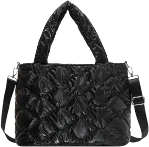 Quilted Puffer Tote Bag for Women Large Shoulder Crossbody Bag Padding Down Cotton Soft Work Handbag Top Handle Purse
