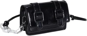 QWINEE Women's Buckle Decor Flap Bag Minimalist Shoulder Handbag Chain Detail Clutch Purse Solid Crossbody Bags