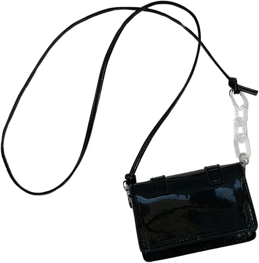 QWINEE Women's Buckle Decor Flap Bag Minimalist Shoulder Handbag Chain Detail Clutch Purse Solid Crossbody Bags