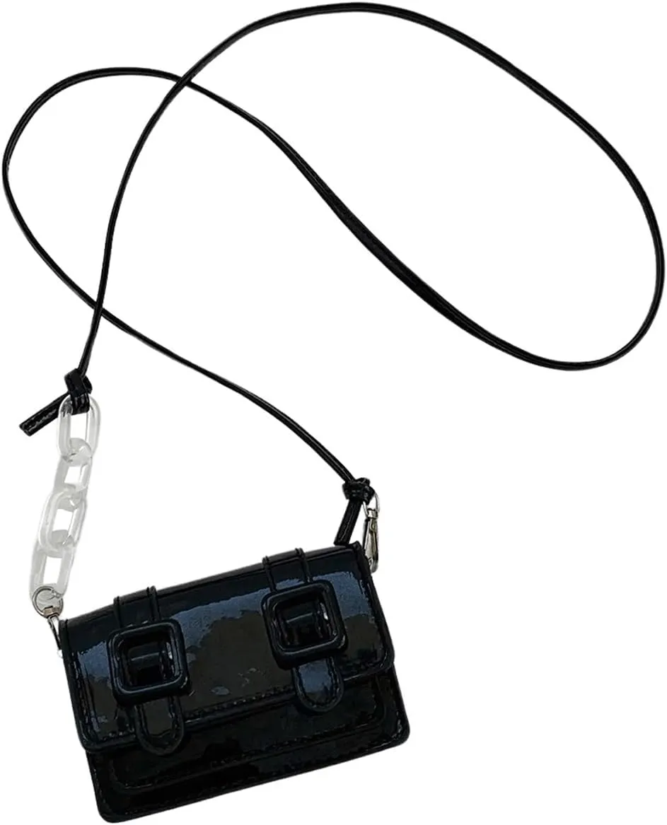 QWINEE Women's Buckle Decor Flap Bag Minimalist Shoulder Handbag Chain Detail Clutch Purse Solid Crossbody Bags
