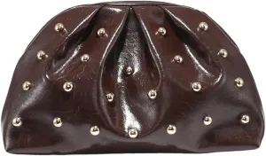 QWINEE Women's Elegant Studded Clutch Bag Magnet Ruched Bags Retro Vintage Evening Handbag