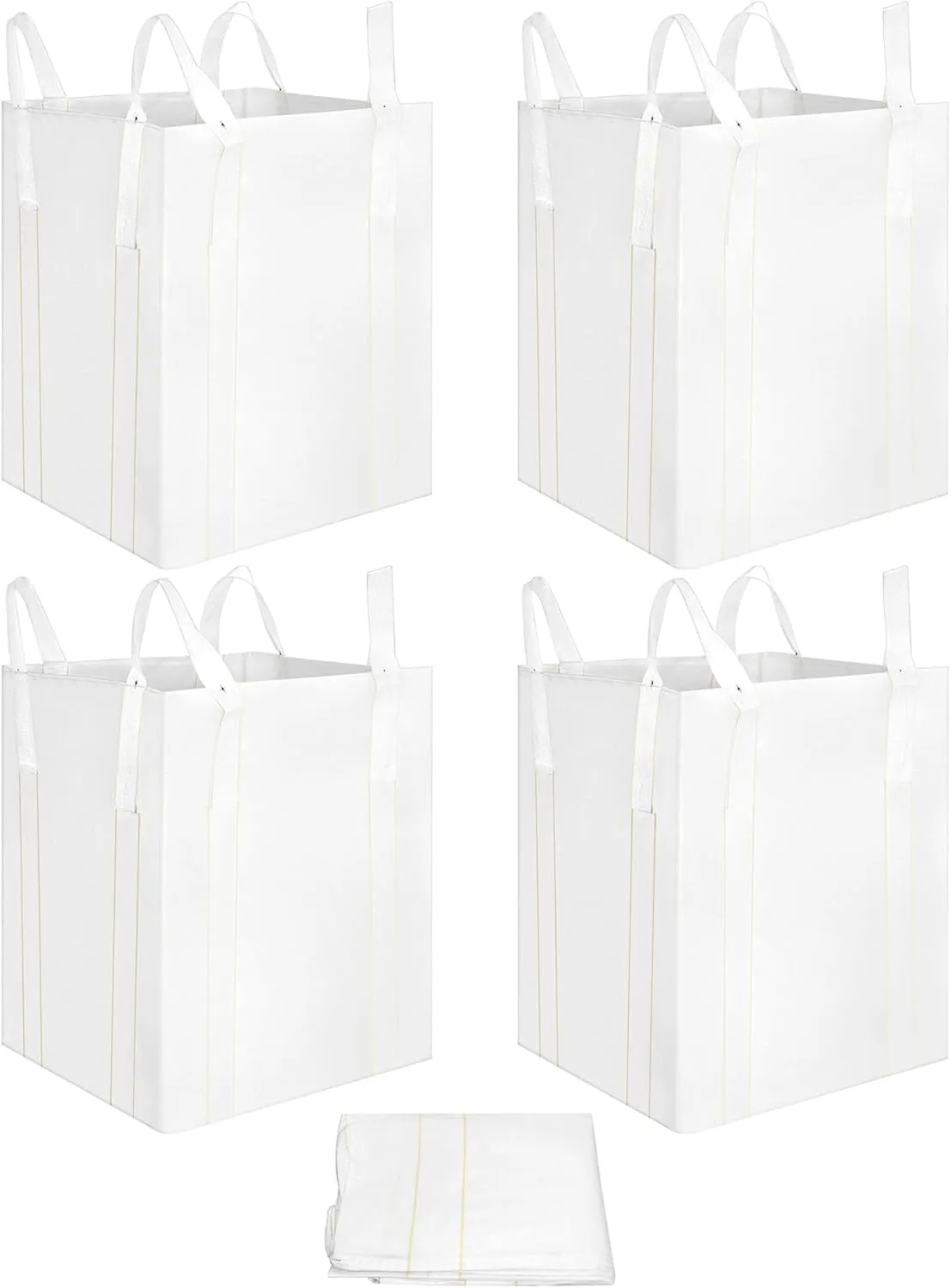 QWORK FIBC Bulk Bag, 4 Pack Sandbags 1 Ton Industrial Grade Bag Holds 2200 LBS, Woven Polypropylene Bags 35" x 35" x 43"