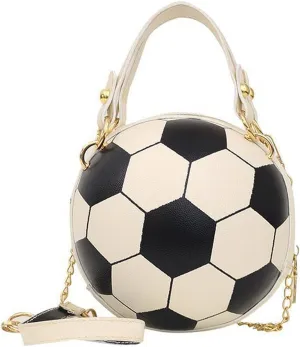 QZUnique Basketball Shaped Cross Body Bag Round Handbag PU Leather Messenger Shoulder Bag Personality Purses for Women