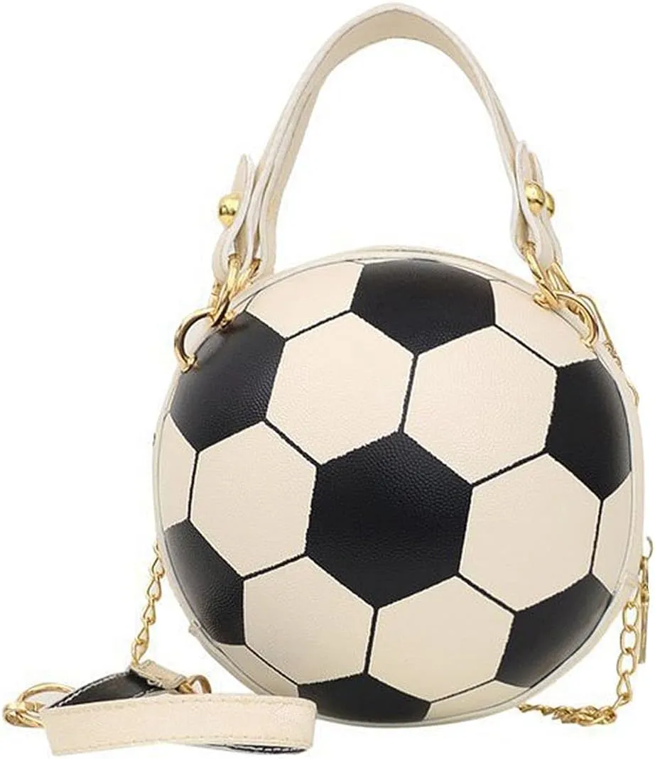 QZUnique Basketball Shaped Cross Body Bag Round Handbag PU Leather Messenger Shoulder Bag Personality Purses for Women