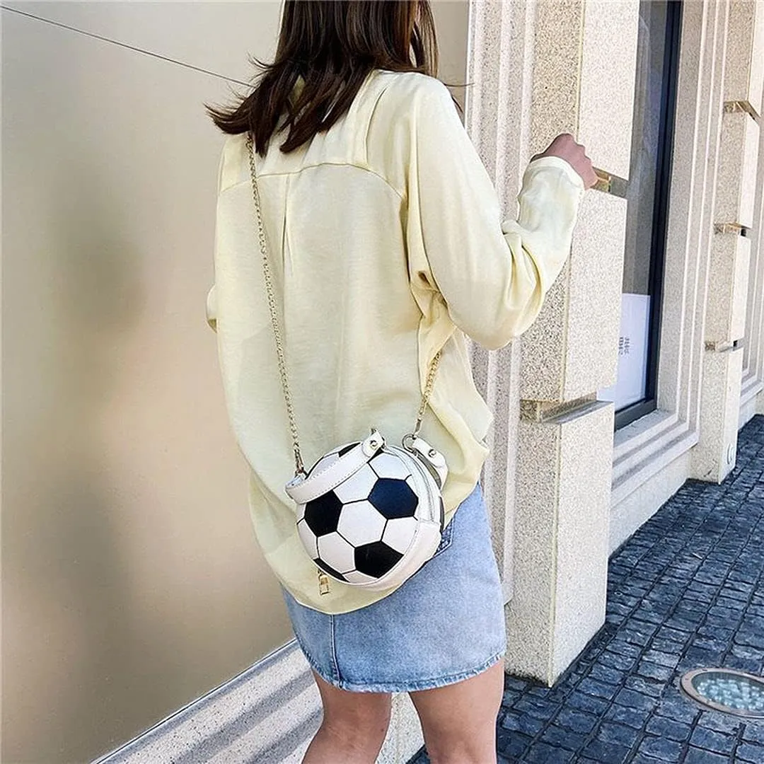 QZUnique Basketball Shaped Cross Body Bag Round Handbag PU Leather Messenger Shoulder Bag Personality Purses for Women