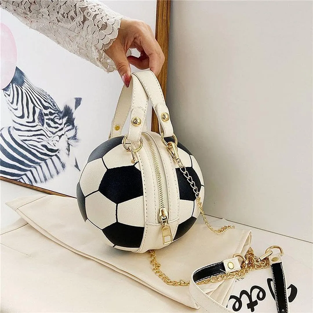 QZUnique Basketball Shaped Cross Body Bag Round Handbag PU Leather Messenger Shoulder Bag Personality Purses for Women