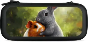 Rabbit And Guinea Pigs Compatible with Switch Carrying Case Hard Travel Game Bag Pouch with 15 Games Accessories