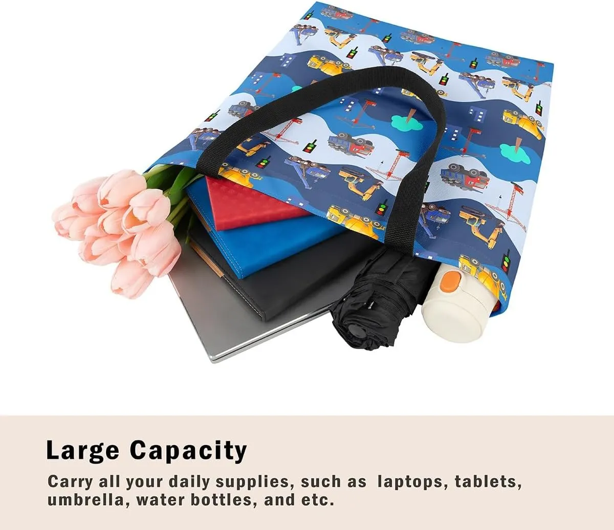 Race Car Canvas Bag for Kids Boys Girls,Red and Blue Sports Car Canvas Tote Bag