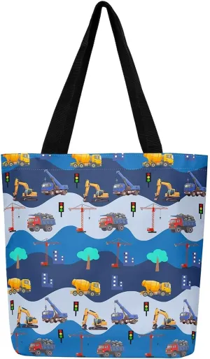 Race Car Canvas Bag for Kids Boys Girls,Red and Blue Sports Car Canvas Tote Bag