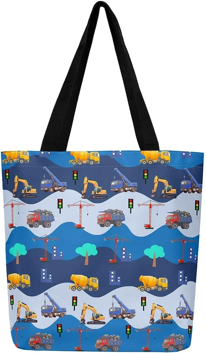 Race Car Canvas Bag for Kids Boys Girls,Red and Blue Sports Car Canvas Tote Bag
