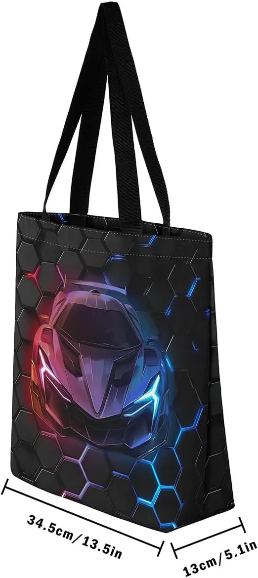 Race Car Canvas Bag for Kids Boys Girls,Red and Blue Sports Car Canvas Tote Bag