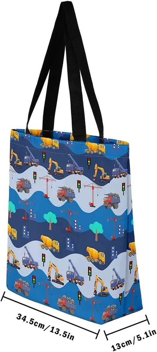 Race Car Canvas Bag for Kids Boys Girls,Red and Blue Sports Car Canvas Tote Bag