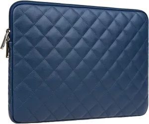 RAINYEAR 15 Inch Laptop Sleeve Diamond PU Leather Case Shockproof Zipper Cover Carrying Bag Specially Compatible with 15.4" MacBook Pro/Air, Surface Laptop 3/4 15", New XPS 15 Touch (Navy Blue)