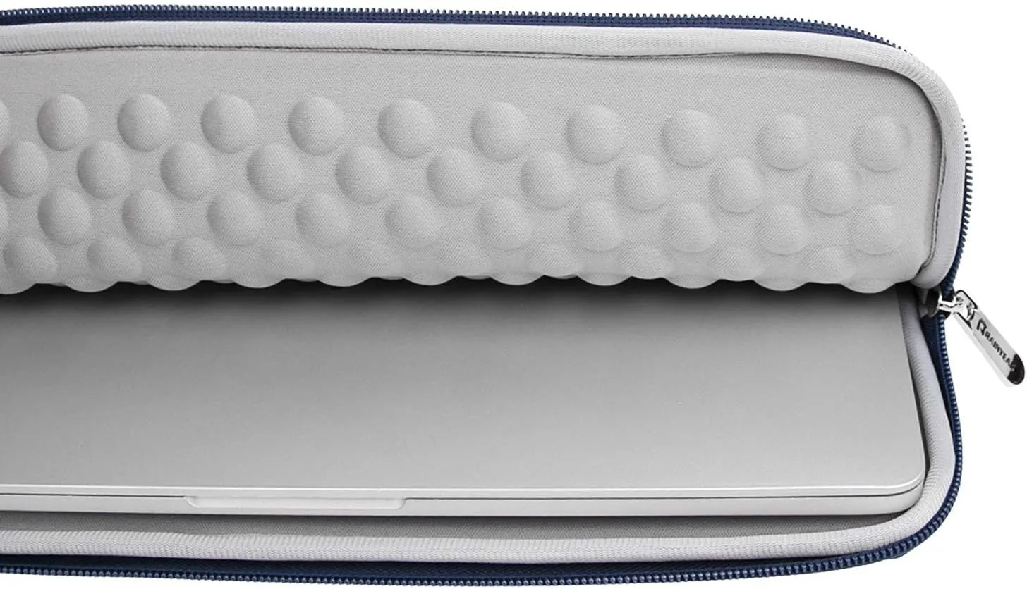 RAINYEAR 15 Inch Laptop Sleeve Diamond PU Leather Case Shockproof Zipper Cover Carrying Bag Specially Compatible with 15.4" MacBook Pro/Air, Surface Laptop 3/4 15", New XPS 15 Touch (Navy Blue)