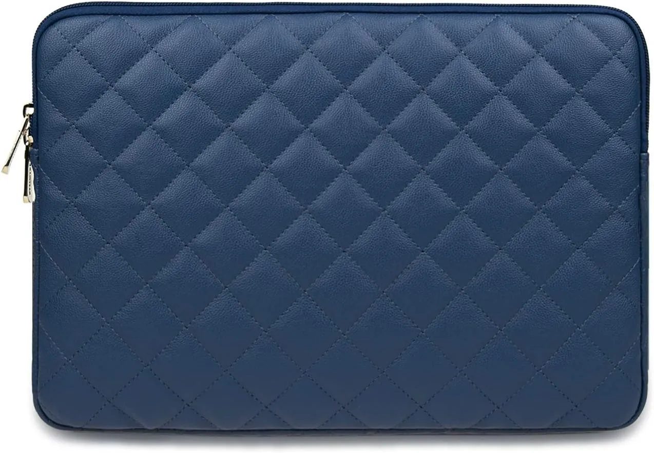 RAINYEAR 15 Inch Laptop Sleeve Diamond PU Leather Case Shockproof Zipper Cover Carrying Bag Specially Compatible with 15.4" MacBook Pro/Air, Surface Laptop 3/4 15", New XPS 15 Touch (Navy Blue)