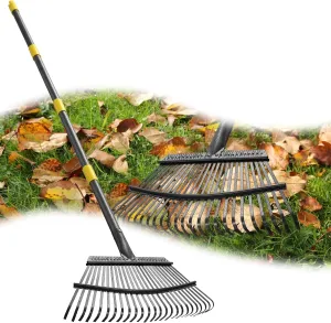 Rake, 65 Inch Long Handle,18 Inch Wide Large Garden Rake for Leaves, Metal Garden Rake Heavy Duty Yard Leaf Rake for Kids Lawn with Long Handle, Garden Leaf Rake for Debris Leaves