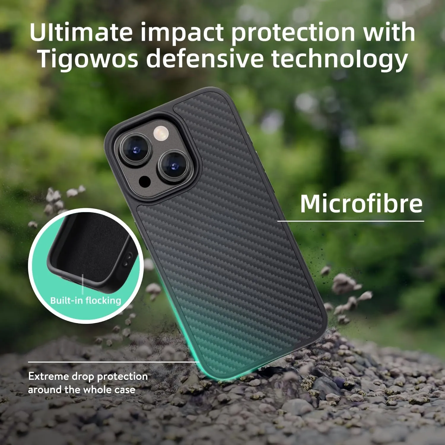 Real Carbon Fiber for iPhone 15 Case, Fits magSafe Sturdy Protective Case for iPhone 15 Carbon Fiber Aramid Fiber with Military-Grade Drop Cover, Supports Wireless Charging, Black