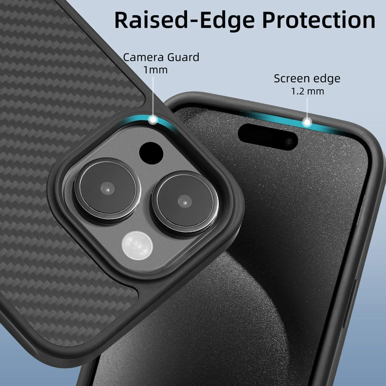 Real Carbon Fiber for iPhone 15 Case, Fits magSafe Sturdy Protective Case for iPhone 15 Carbon Fiber Aramid Fiber with Military-Grade Drop Cover, Supports Wireless Charging, Black
