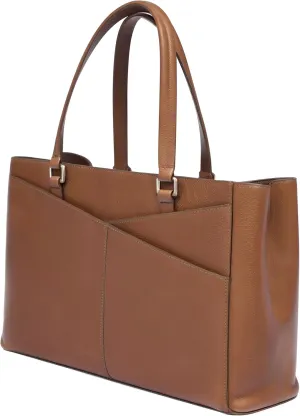 Real Leather 14 inch Laptop Tote Bag for Women - Professional Ladies Leather Work Bag Purse With Compartments