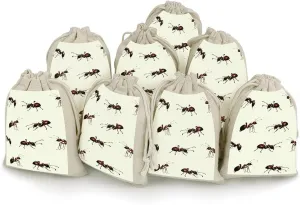 Realistic Ants 8 Pack Small Drawstrings Storage Bags Candy Gift Pouches Cotton Linen Pockets for Birthday Party Wedding