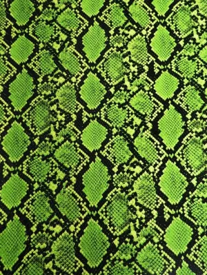Realistic Snake Skin Embossed Vinyl - Calico Python Snake Upholstery Accessory Design Vinyl Faux Leather Sold by The Yard (Venom Green, Cut by The Yard)