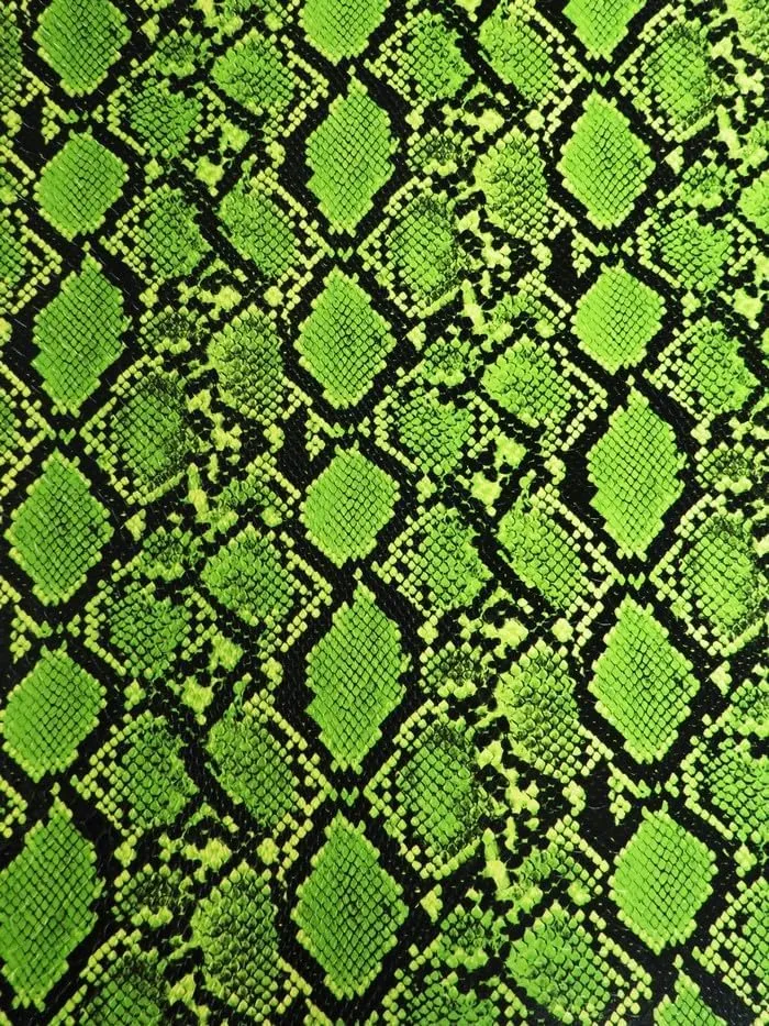 Realistic Snake Skin Embossed Vinyl - Calico Python Snake Upholstery Accessory Design Vinyl Faux Leather Sold by The Yard (Venom Green, Cut by The Yard)