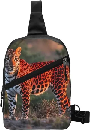 Red Leopard and Zebra Animal Printed men's and women's foldable crossbody bags, sports crossbody bags, perfect fashion combination