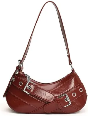 Red Purses for Women, Leather Women's Handbag Y2k Aesthetic Coquette Shoulder Bag Hobo Punk Trendy Ladies Purse