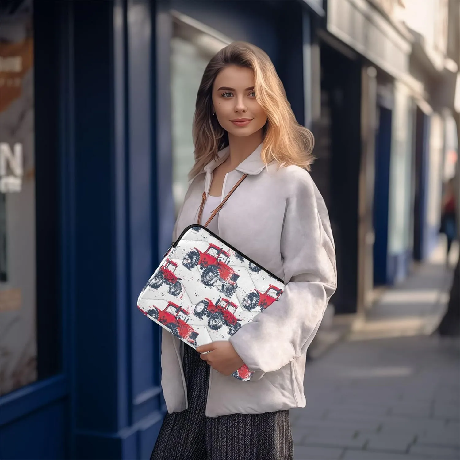 Red Tractor Work Bags for Women, Computer Bags for Laptops for Women Shockproof Protective Computer Carrying Cover, 15.6 Inch Computer Cases for Laptops