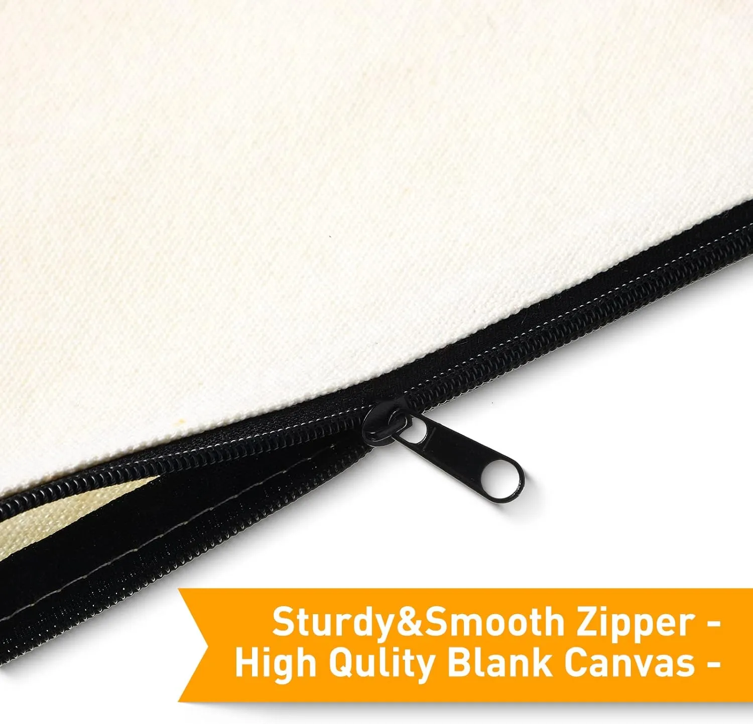 Reginary 80 Pack Canvas Zipper Makeup Bags Bulk Pencil Pouches Blank DIY Craft Canvas Cosmetic Bag Pouch with Zipper for Makeup Cosmetic Toiletry Stationary Storage(Natural and Black Zippers)