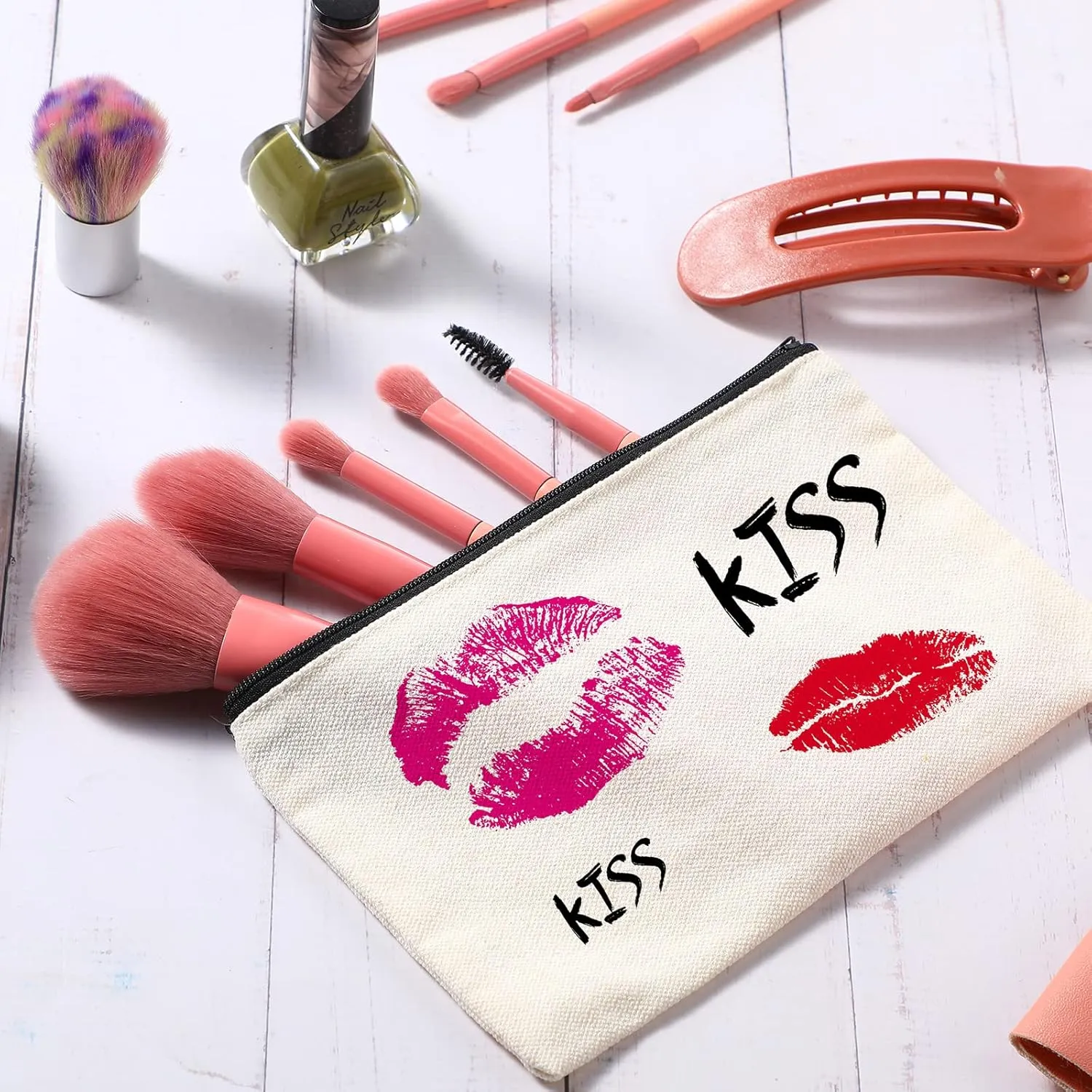 Reginary 80 Pack Canvas Zipper Makeup Bags Bulk Pencil Pouches Blank DIY Craft Canvas Cosmetic Bag Pouch with Zipper for Makeup Cosmetic Toiletry Stationary Storage(Natural and Black Zippers)
