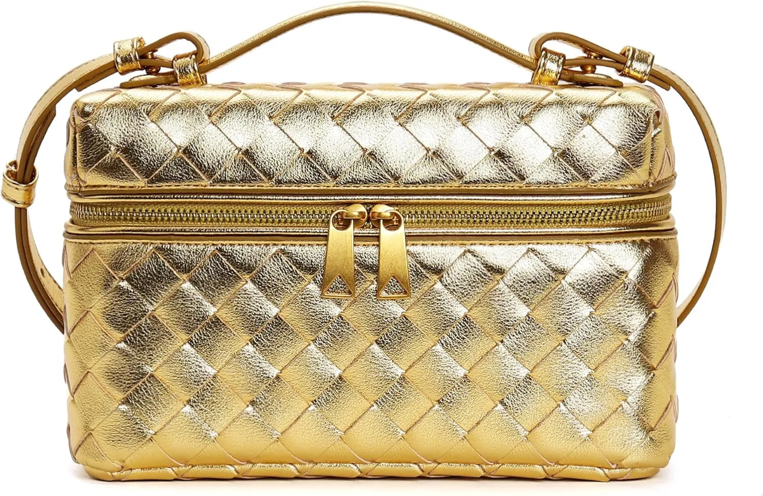 Rejolly Top-Handle Pouch Handbag for Women Woven Leather Vanity Case Designer Crossbody Bag Quiet Luxury Trendy Purse
