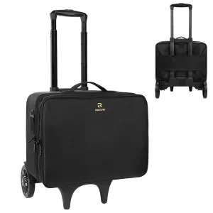 Relavel Extra Large Makeup Case with Folding Hand Truck, Large Makeup Organizer Bag with Adjustable Dividers, Lightweight Dolly Cart with 2 Big Wheels, Makeup Artist Kit