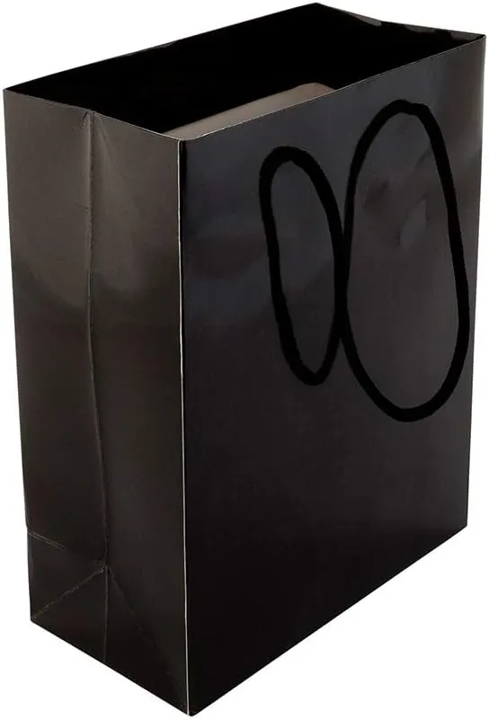 Restaurantware 6.5 Inch x 3.2 Inch Paper Shopping Bags 10 Glossy Finish Paper Party Bags - Rope Handles Cardboard Base Black Paper Gift Bags Reusable For Parties and Shopping