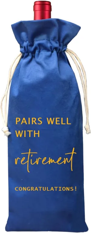 Retirement Wine Bag, Retirement Gifts Wine Bag for Women Men, Retired Gift Idea Party Decorations, Retirement Gifts Leaving Gifts for Best Friends Coworkers Boss Nurse Teachers (Retirement-Blue)