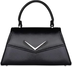 Retro Chevron Top Handle Handbag Purse Rumbler Bag - With Shoulder Strap - Women's 50s Vintage Inspired