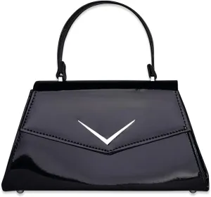 Retro Chevron Top Handle Handbag Purse Rumbler Bag - With Shoulder Strap - Women's 50s Vintage Inspired