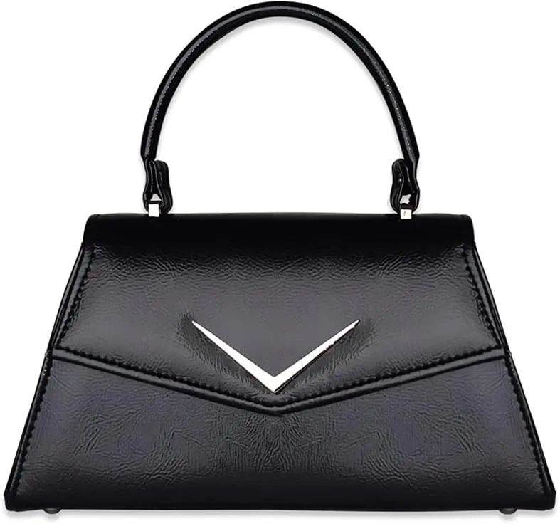 Retro Chevron Top Handle Handbag Purse Rumbler Bag - With Shoulder Strap - Women's 50s Vintage Inspired